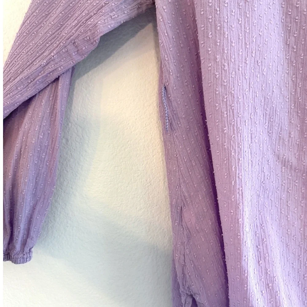 Lane Bryant Lavender Purple Swiss Dot Button‎ Front Blouse Top Size 14 Womens